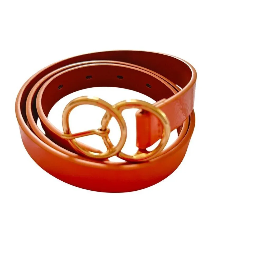 Skinny Belt Double Gold Buckle Women Size S Adjustable Georgia Peach A New Day